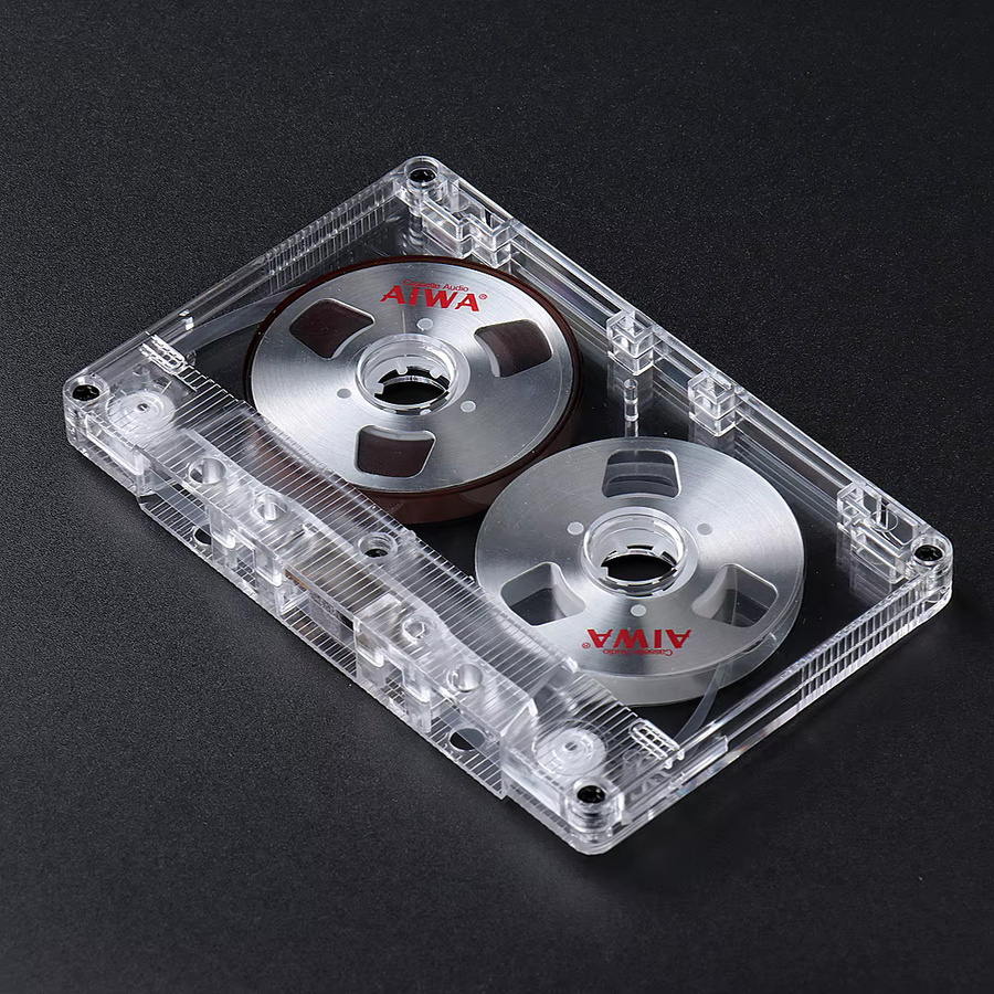 Retro Blanko-Audioband Typ I, handgefertigte Kassettenrolle in Silber und Transparent, 46 Minuten - Bild 1