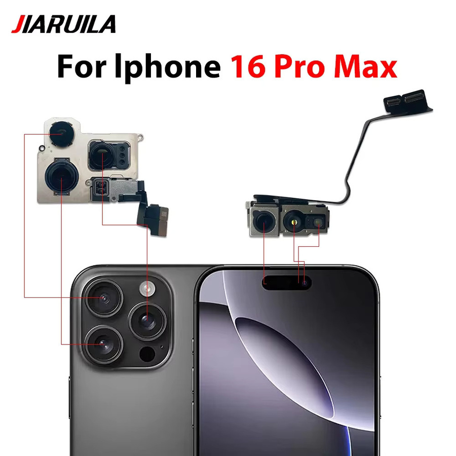 JIARUILA Frontkamera-Flexkabel und Rückkamera-Modul-Flexkabel für iPhone 16 Pro Max Plus 16E in Schwarz - Bild 3