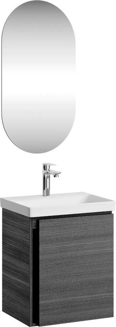 Planetmöbel Badmöbel Set 3-teilig in Anthrazit mit Keramikwaschbecken und Spiegel mit Soft-Close-Funktion, Breite: 50 cm, Höhe: 59 cm, Tiefe: 37 cm - Bild 1