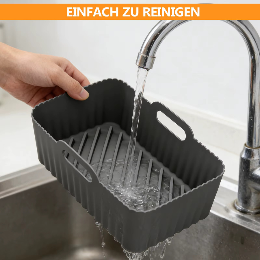 2 Stück Ninja Foodi Silikon-Heißluftfritteusen-Einlagen für Dual Zone AF300 AF400, wiederverwendbare Antihaft-Doppelkorb-Einlagen, Schwarz, 7,6 l - Bild 5