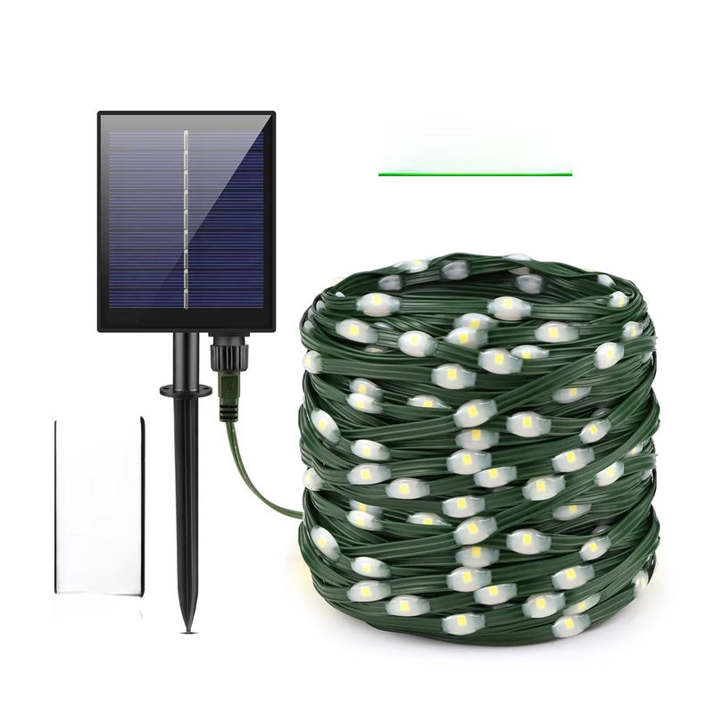 CHNAITEKE LED Solar Lichterkette Warmweiß mit 100m String Fairy Lights, Wasserdichte Outdoor Gartenbeleuchtung in Schwarz und Transparent - Bild 5