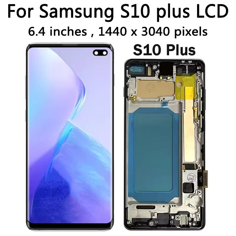 Samsung S10 Plus S10+ G975F LCD-Display mit Rahmen als Ersatzbildschirm und digitaler Touchscreen in Schwarz - Bild 2