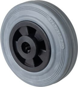 BS Rollenrad Grau mit 125 mm Raddurchmesser und 15 mm Achsdurchmesser Tragkraft 100 kg - Bild 1