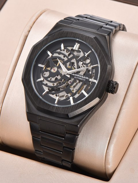 LONGLUX Armbanduhr Automatik, Edelstahl, Schwarz, Herren - Bild 1