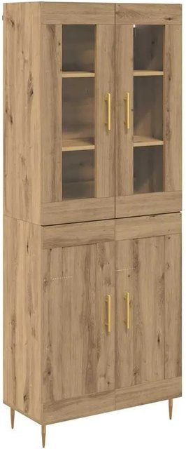 vidaXL Highboard 2-teilig Artisan-Eiche mit Glastüren und Regalen, modern, Braun, B/T/H: 180 x 34 x 34 cm - Bild 1