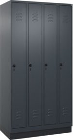 C+P Spind Classic PLUS Garderobenschrank mit 4 Abteilen, Sockel, Anthrazit/Schwarz, B/T/H: 195 x 100 x 50 cm - Bild 1