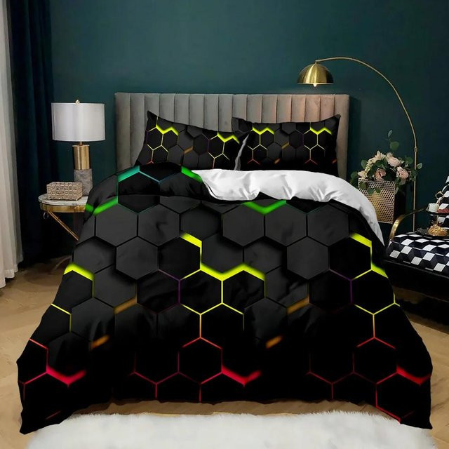 Bettwäscheset Your Warm Home mit geometrischem Waben-Design in Mehrfarbig, Polyester, 2-teilig - Bild 1