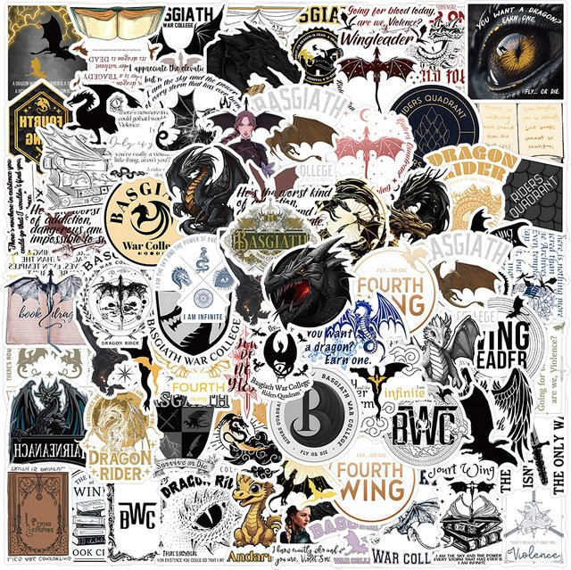 Rspctou Fantasy Fourth Wing Cartoon-Aufkleber, Drachen-Sticker, Set, Bunt / Mehrfarbig - Bild 1