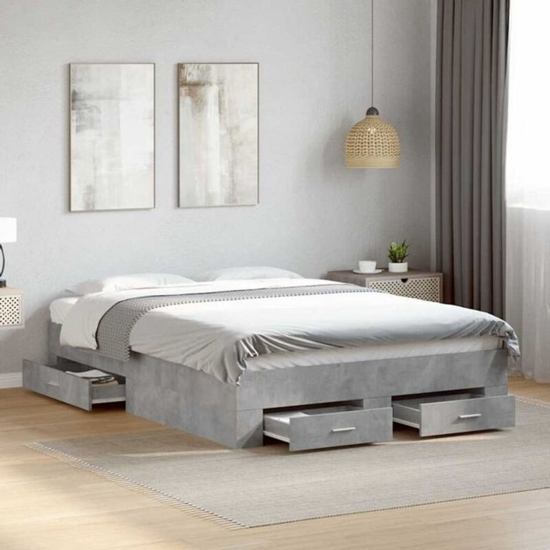 Modernes Funktionsbett Vidaxl mit Schubladen aus Holzwerkstoff in Grau, B/T/H: 135 x 190 cm - Bild 1