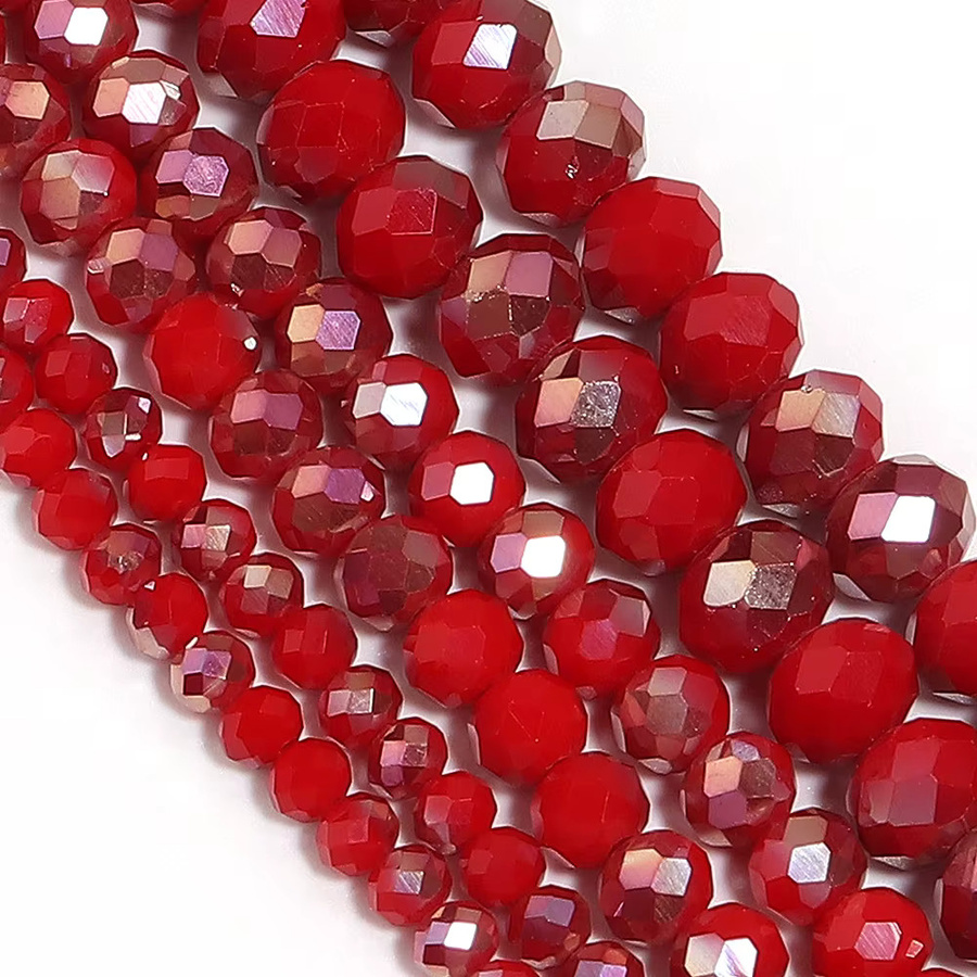 louleur Kristallperlen Rondelle, rot AB Glas, 4/6/8 mm, Unisex - Bild 5