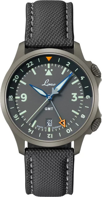 Laco Fliegeruhr Frankfurt 40 GMT, Automatik, Edelstahl, Grau, 40 mm - Bild 1