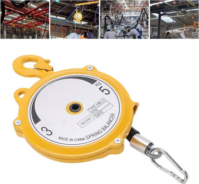 Selbstsichernder Feder-Balancer Werkzeughalter in Gelb mit 1,9 m Drahtseil, belastbar bis 5 kg - Bild 1