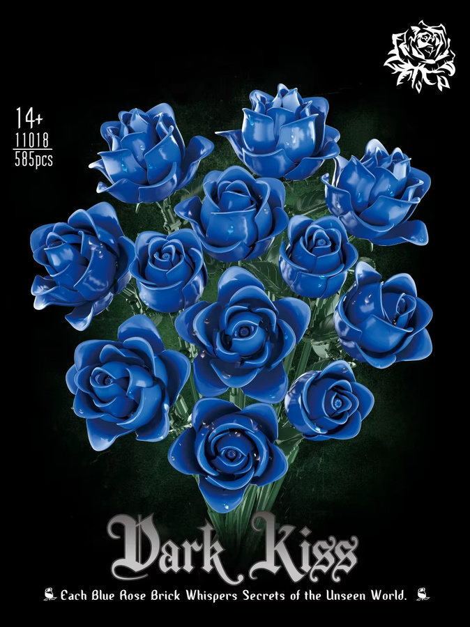 Yaafun Blumenstrauß aus Bausteinen mit blauen und gelben Rosen als Dekoration - Bild 2