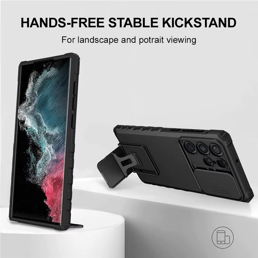 Stoßfeste Handyhülle mit Bumper und Standfunktion für Samsung Galaxy A56 5G A16 A36 A55 A25 A15 A53 A52 A34 A33 A32 A22 A14 A13 A06 A05S in Blau und Schwarz - Bild 2