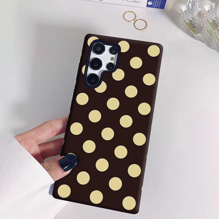 Stoßfeste doppellagige Handyhülle mit Polka Dot Muster für Samsung Galaxy S25 Ultra, S24 und S23 Ultra Plus in Beige - Bild 2