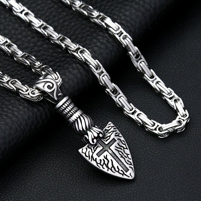 NORTHMAN Anhänger, Wikinger-Speerspitze, Edelstahl, Silber, Unisex - Bild 1