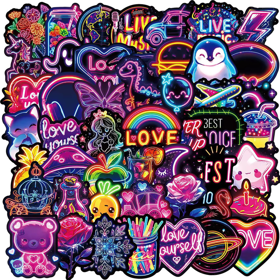 Charile Cartoon Liebe Neon Licht Aufkleber, DIY Aufkleber-Set - Bild 2