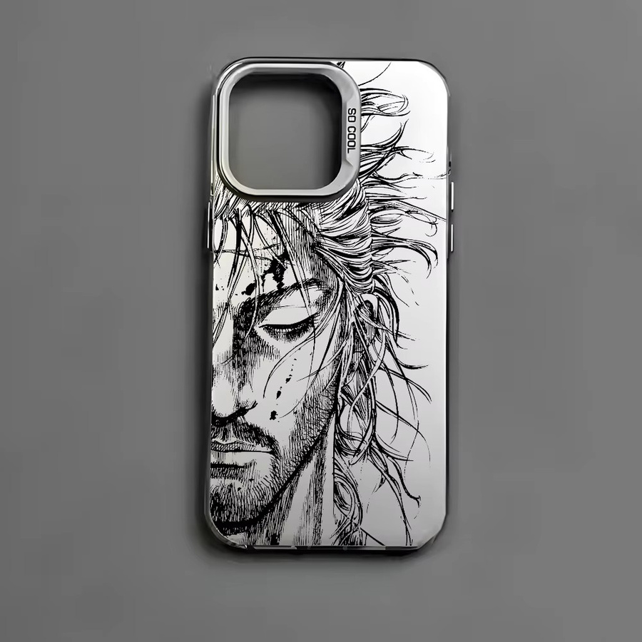V-Vagabond Samurai Anime Handyhülle für iPhone 16 15 14 13 12 11 Pro Max in Schwarz Matt mit Laser Metallic Aurora Effekt - Bild 2
