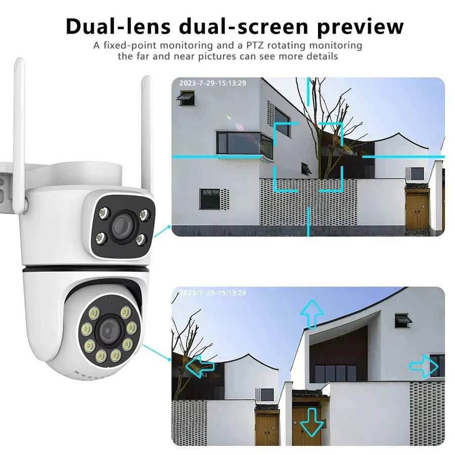Tuya 10MP Dual-Objektiv 5G Wifi Outdoor PTZ Kamera mit 4K HD Dual Screen und Nachtsicht in Weiß - Bild 2