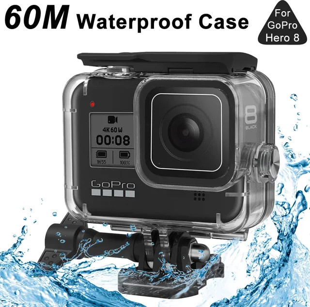 GoPro Hero 8 Unterwasser-Tauchgehäuse in Schwarz mit 60 m wasserdichter Schutzhülle und sturzsicherer Abdeckung - Bild 1