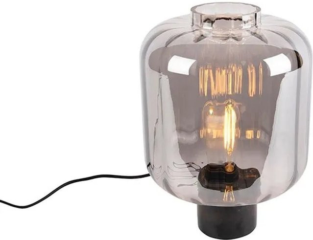 QAZQA Design Tischlampe Qara in Schwarz mit Rauchglas und Marmorfuß, dimmbar, E27 - Bild 1