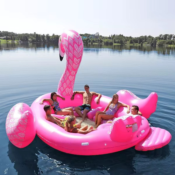 Party Bird Aufblasbare Flamingo-Schwimminsel für 6 Personen in Pink - Bild 2