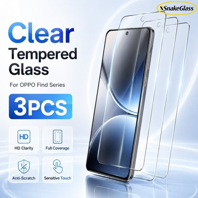 SnakeGlass HD-Hartglas Schutzfolie für OPPO Find X9Ultra X9s Pro X8Ultra X8s X5Lite X3Lite X2 Neo, transparent, kratzfest und anti-fingerabdruck - Bild 1