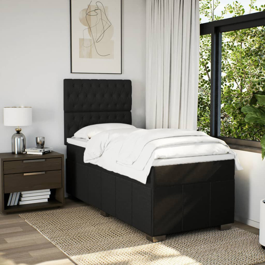vidaXL Boxspringbett mit Matratze Hybrid-Design in Schwarz, B/T/H: 80 x 200 x 140,5 cm - Bild 3