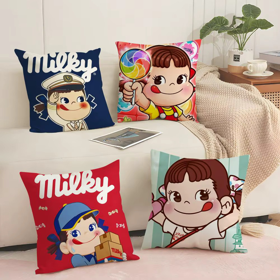 Fujiya M-milky Peko Kissenbezug aus weichem Kurzplüsch in Weiß und Multicolour, quadratisch, B/T/H: 30 x 30 x 30 cm - Bild 2