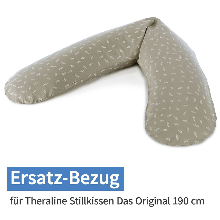 Theraline Ersatzbezug für das Original Stillkissen 190 cm in Blättertanz Taupe aus Baumwolle - Bild 1