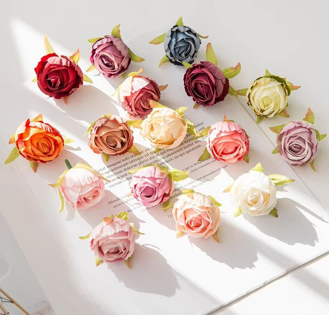 Künstliche Rosenköpfe aus Seide in Pink für Hochzeitsdekoration und DIY-Geschenke - Bild 1