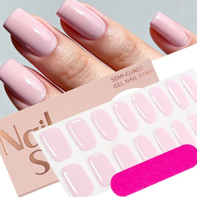 HotPress Semi-Cured Gel-Nagelaufkleber, Rosa, Glänzend, Damen - Bild 1