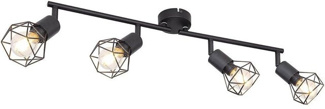 Globo Wand- und Deckenspot Xara I Schwarz Metall mit 4 E14 Fassungen B/H/L: 60 x 20 x 8 cm - Bild 1