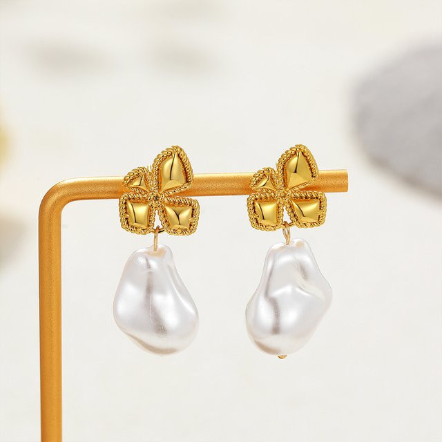 Erpels Ohrringe, Blume, Perle, Gold, Damen, Vintage - Bild 1