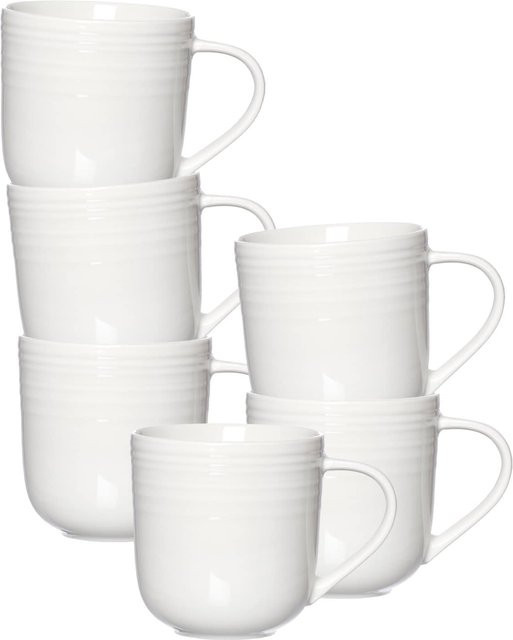 Ritzenhoff & Breker Kaffeebecher Levi Keramik Weiß Gestreift 6er Set 400 ml - Bild 1