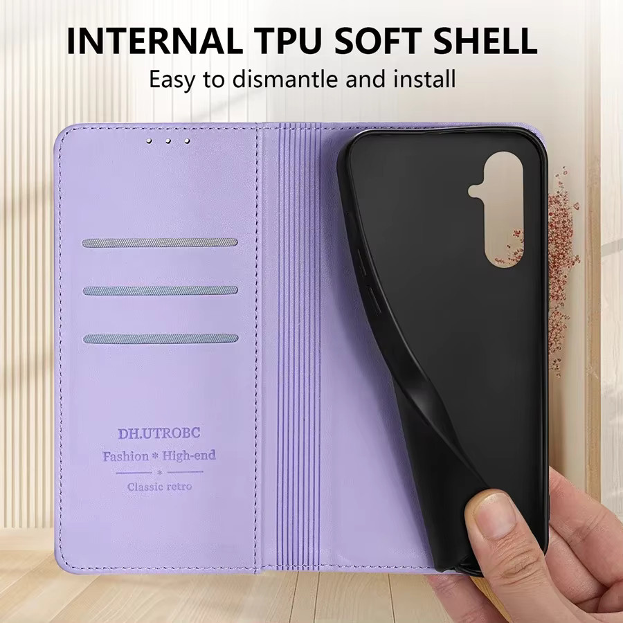 Lederhülle mit magnetischem Kartenfach für Samsung Galaxy A05s A07 A15 A16 A17 A35 A36 A37 A55 A56 A57 in Purple - Bild 4