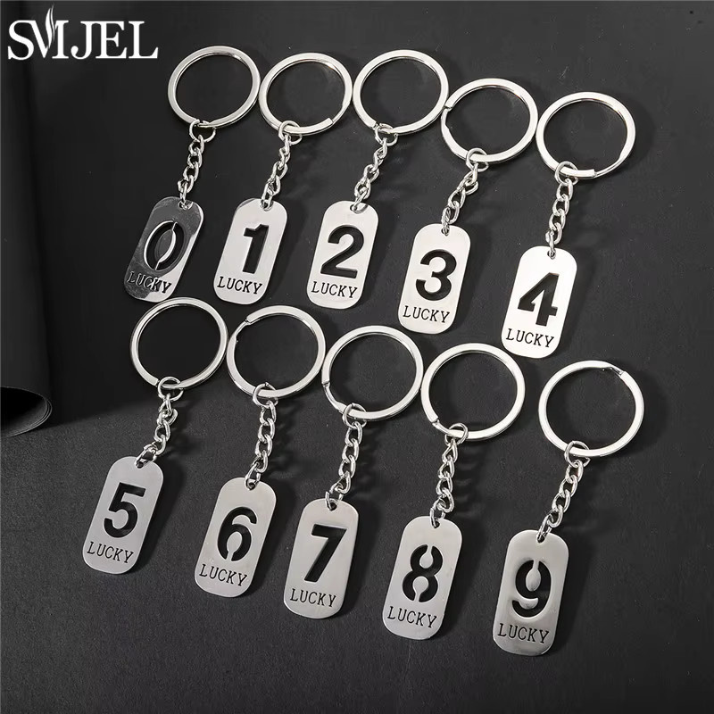 SMJEL Schlüsselanhänger Edelstahl, Arabische Ziffern, Unisex - Bild 2