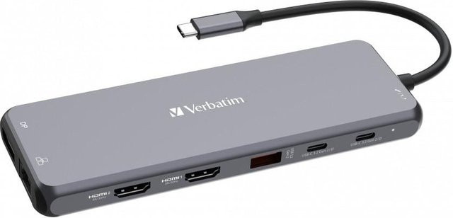 Verbatim USB-C Pro Multiport Hub CMH-13 Dockingstation mit 13 Ports in Silber, 2 x HDMI, 1 x DisplayPort, 3 x USB-A 3,2 Gen 1 und 2 x USB-C für 8K-Unterstützung - Bild 1