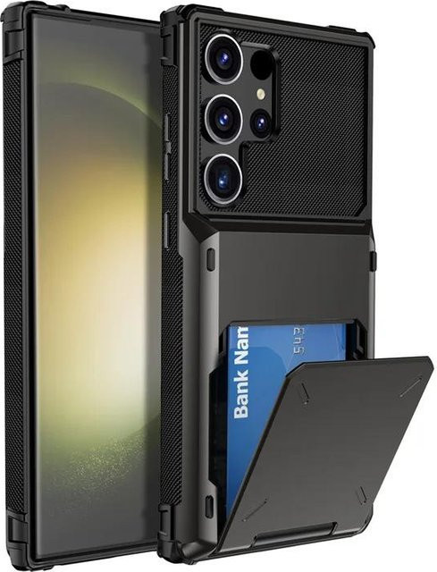 Stoßfeste Armor Portemonnaie Hülle für Samsung Galaxy S26 S25 S24 S23 S22 Ultra FE S10 Note 10 Plus 20 9 in Grau mit Kartensteckplatz - Bild 1
