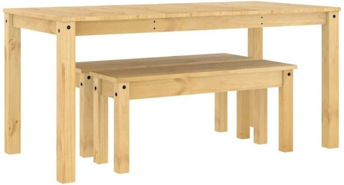 3-teilige Essgruppe Panama aus Massivholz Kiefer in Natur Braun im Landhausstil und minimalistischem Design von vidaxl - Bild 1