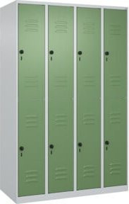 C+P Doppelstock-Spind Classic PLUS mit 4 Abteilen, Stahl, Grau/Grün, H x B x T: 185 x 120 x 50 cm - Bild 1