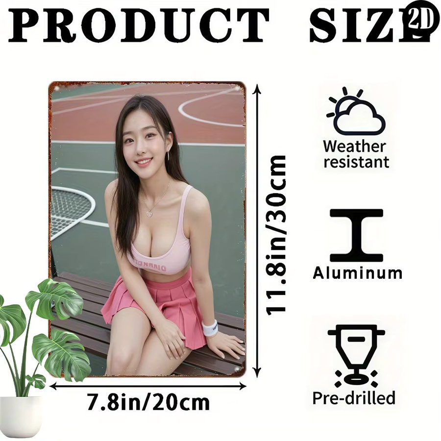 Vintage Metallschild Anime Girl Portrait von CIFBUY, Wandkunst aus Metall, Breite: 20,32 cm, Höhe: 30,0 cm, Breite: 20,32 cm - Bild 3