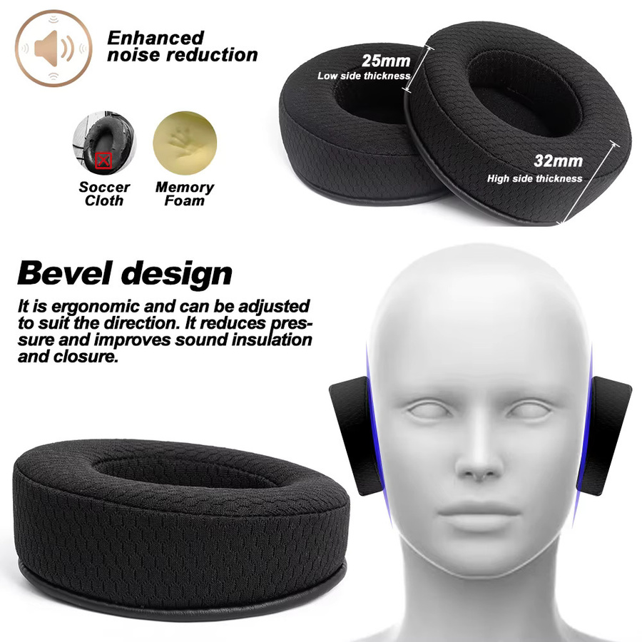 OME OH MY EAR Ersatz-Ohrpolster aus Mesh-Tuch und Memory Foam für Pioneer HDJ X7, X5, X10 und 2000DJ in Schwarz oder Weiß - Bild 3