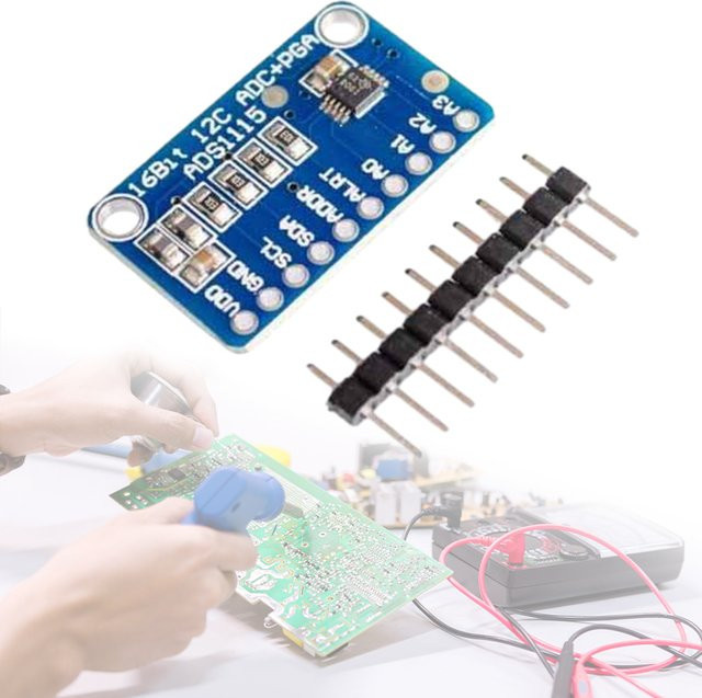 ADS1115 ADC Analog-Digital-Wandler-Modul mit programmierbarem Verstärker in Blau für Arduino und Raspberry Pi (2,0V bis 5,5V) - Bild 1