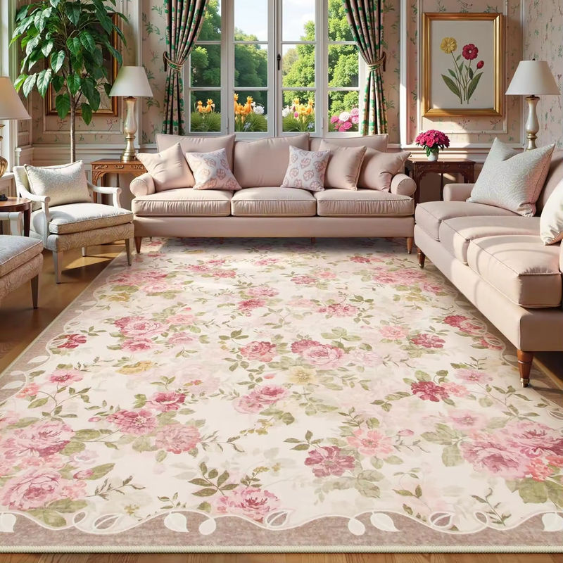 VIKAMA Vintage-Blumenteppich in Multicolour, schmutzabweisend und maschinenwaschbar, rechteckiger Teppich für Wohnzimmer und Schlafzimmer - Bild 2