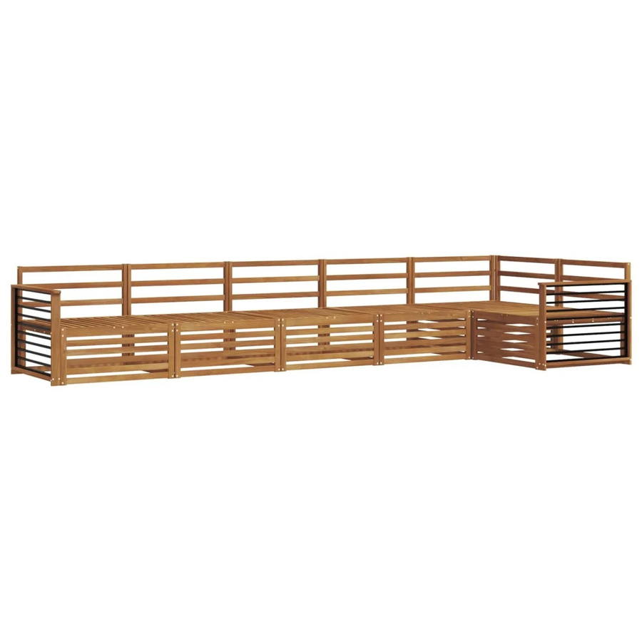 vidaXL Outdoor-Sofagarnitur 6-teilig aus Massivholz Akazie in Braun, L-Form mit Armlehnen - Bild 2
