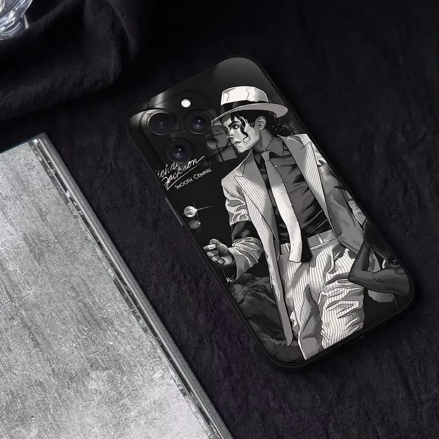 Schwarze Michael Jackson Handyhülle für Apple iPhone 17 16 15 14 13 12 11 Pro Max X XR XS Schutzhülle - Bild 5