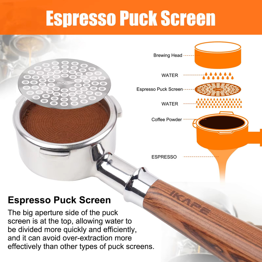 IKAPE Espresso V2 Puck Bildschirm aus Edelstahl in Silber für professionelles Kaffeebrühen, Durchmesser: 58 mm - Bild 4