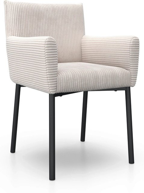 Bessagi Home Armlehnstuhl Sofia Beige Cord Gepolstert mit Metallgestell - Bild 1