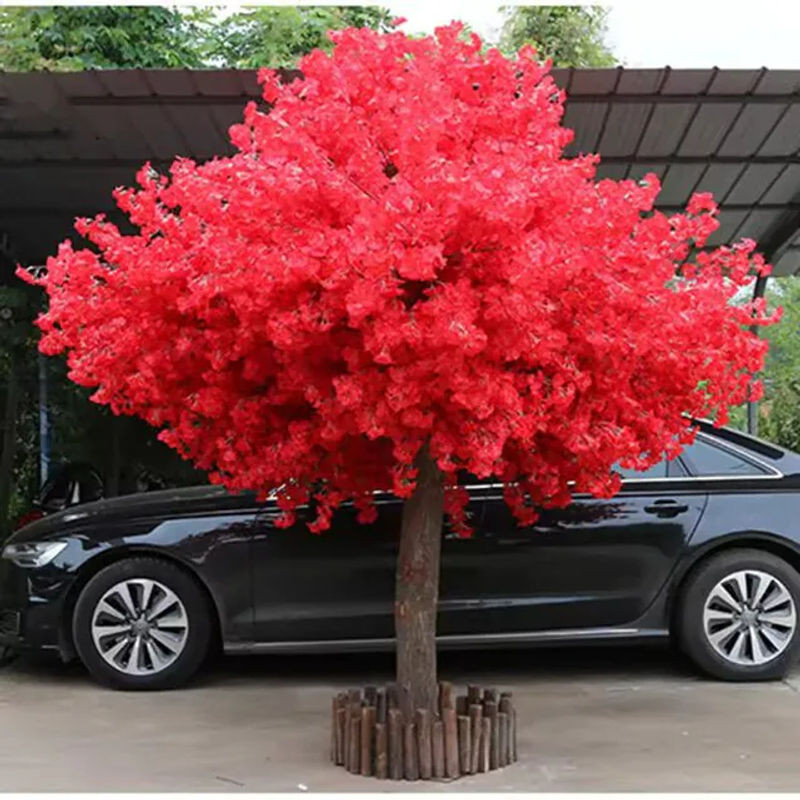 Künstlicher Kirschblütenbaum in Rot als dekorative Pflanze für Hochzeiten und Partys, Höhe: 90 cm, Breite: 70 cm, Tiefe: 70 cm - Bild 1